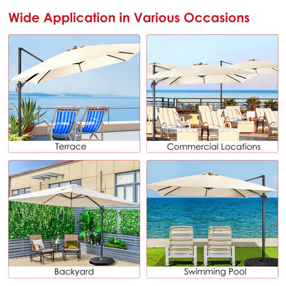 Patio Umbrella Square Offset with Cross Base and Tilt Adjustable