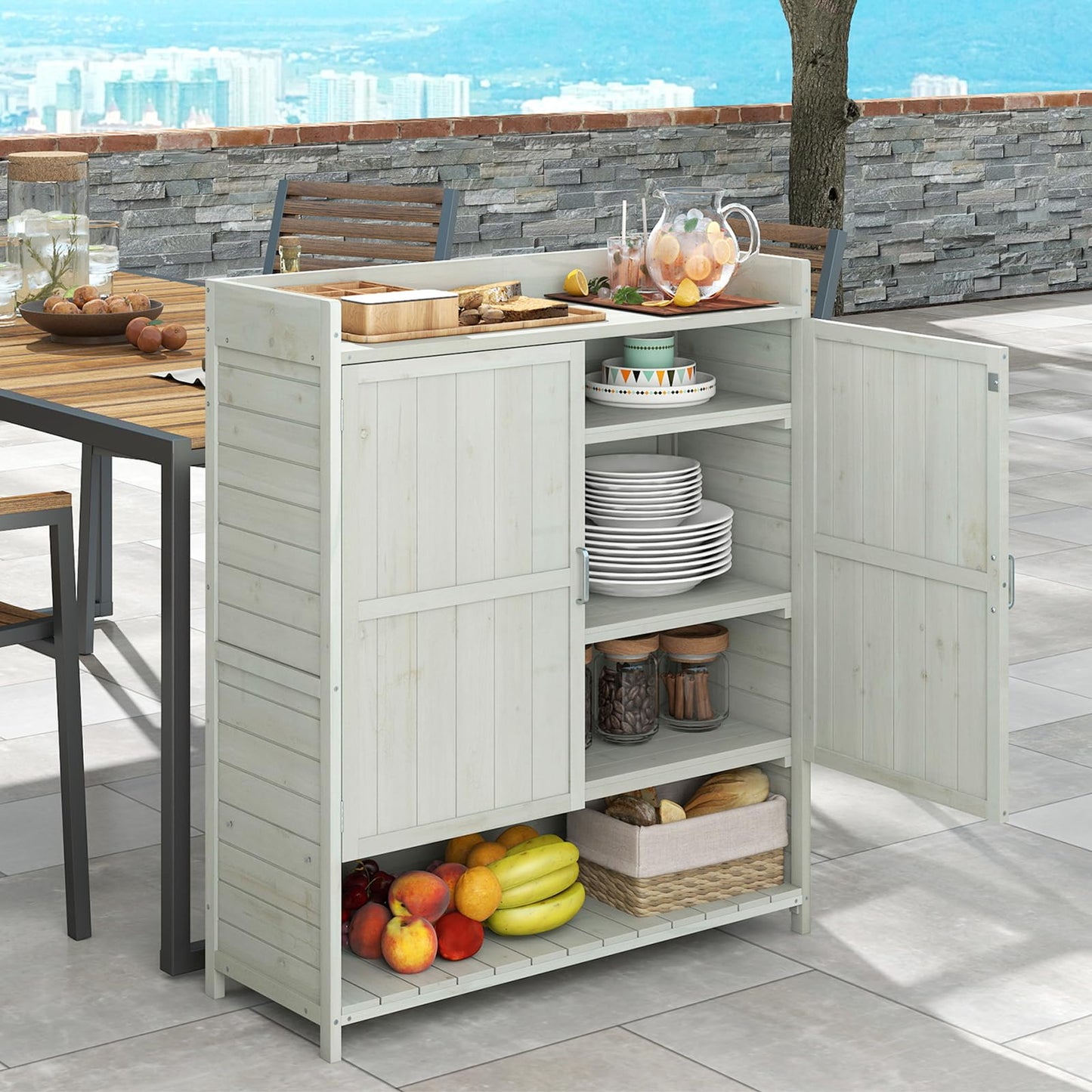 Wooden Garden Shed, Outdoor Tool Storage Shed with Removable Shelves