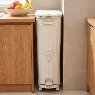 Recycling Bins, 43L Dry and Wet Separation Trash Can with 3 Compartments