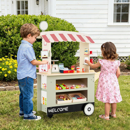 Kids Snacks and Sweets Food Cart Toy Cart Play Set with POS Machine