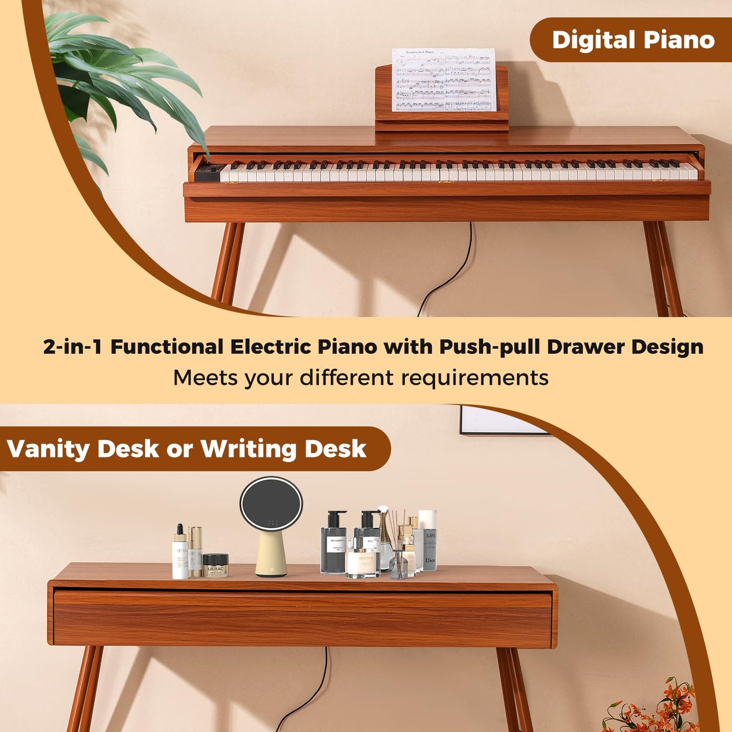 88-Key Graded Hammer Action Weighted Keyboard Full-size Electric Piano