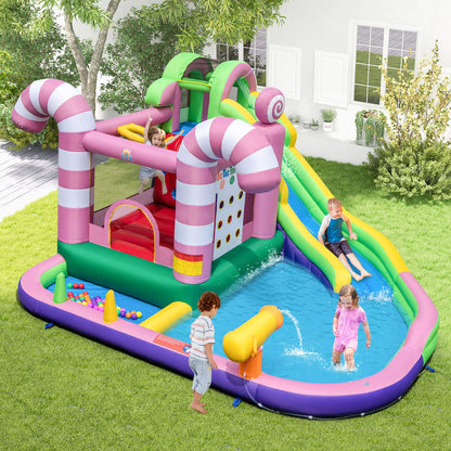 Kids Inflatable Water Park with Slide Blow up Bouncy Castle House for Summer Outdoor Play