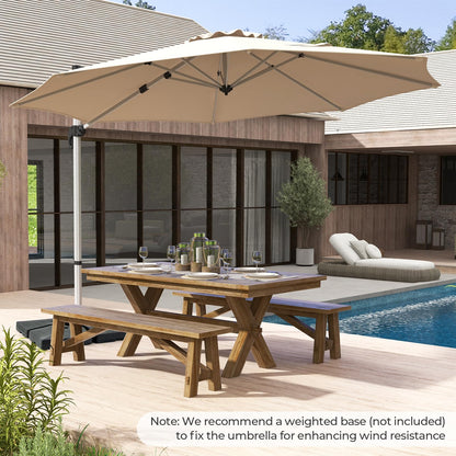 360° Rotation Offset Banana Umbrella with Tilted Design Sun Shade for Patio Market