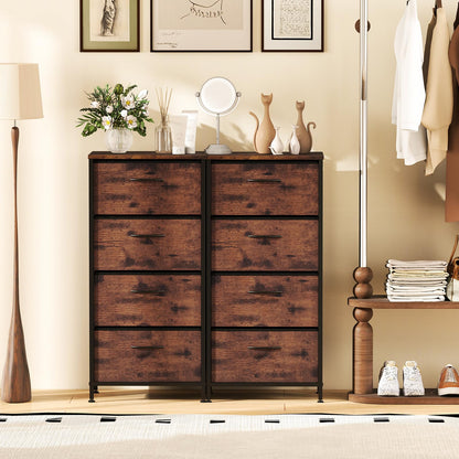 4 Drawers Dresser Fabric Storage Tower with Wooden Top for Entryway Living Room and Closet