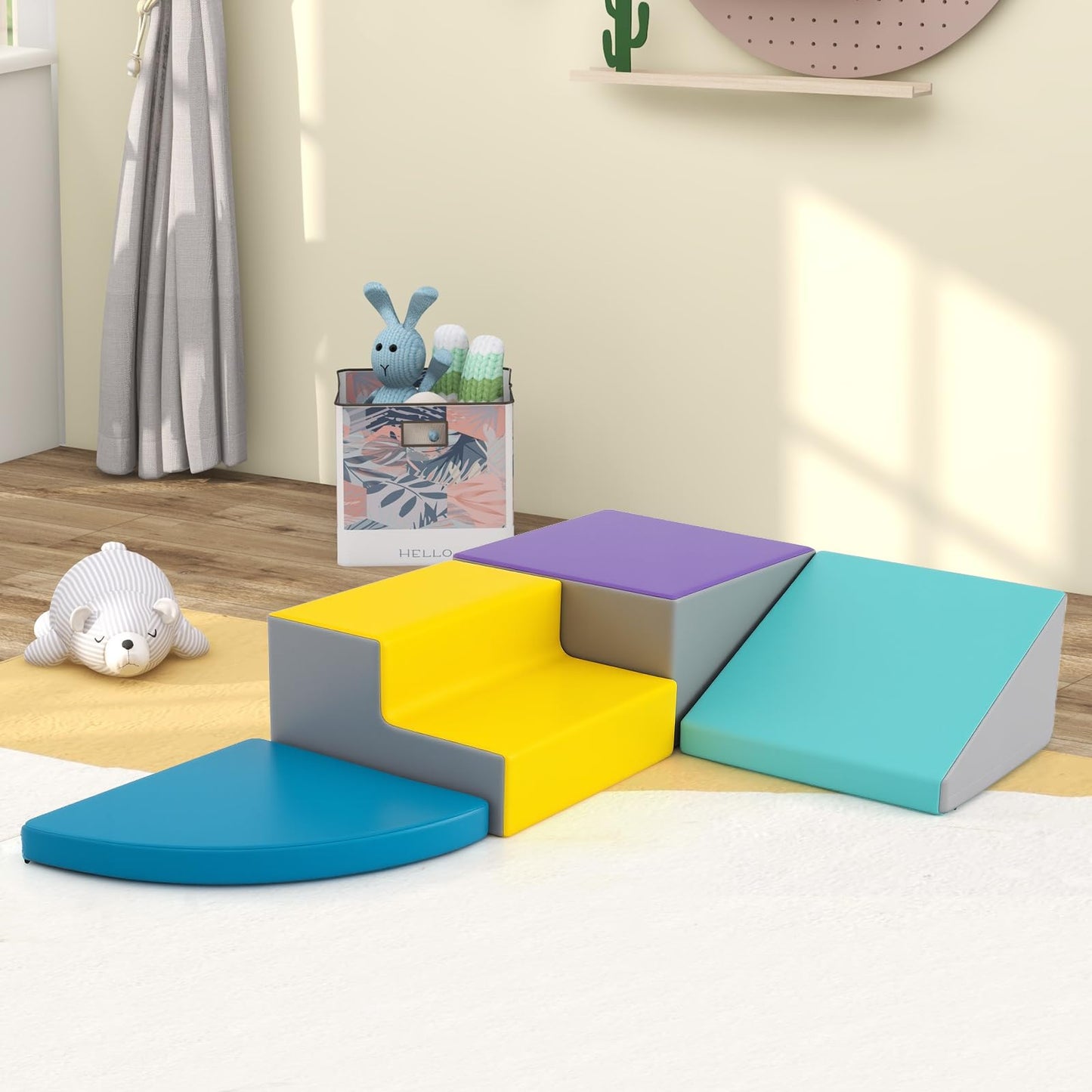 4-Piece Climb and Crawl Foam Block Play Set for Infant Baby