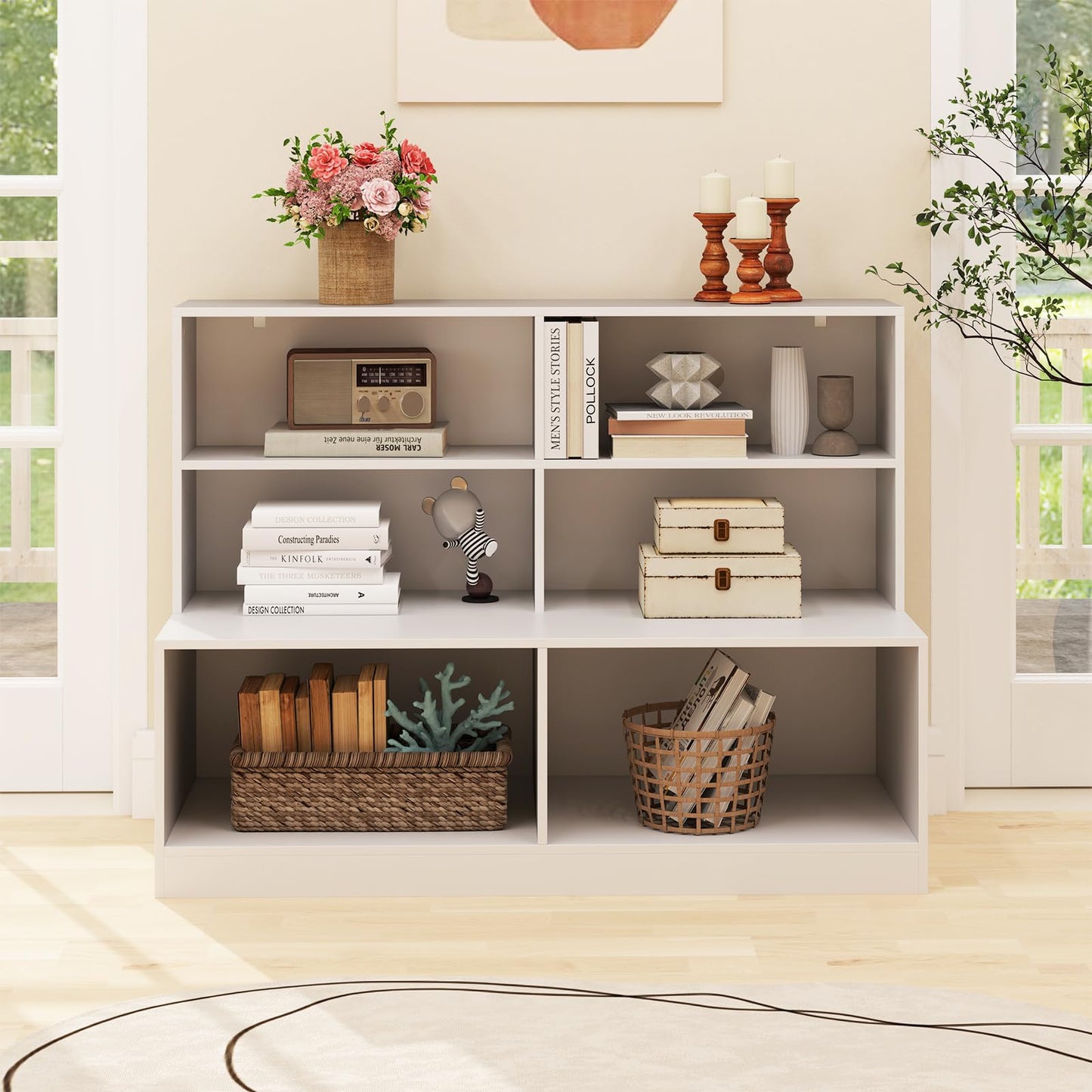 6 Compartments Wooden Shoe Rack Stand for Hallway