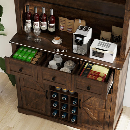 184cm Tall Buffet Storage Cabinet with Wine Rack for Pantry Dining Room