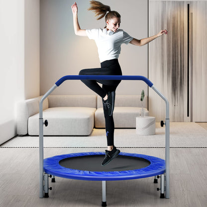 Foldable Fitness Bouncer with 4 Level Adjustable Foam Handle and Safety Padded Cover