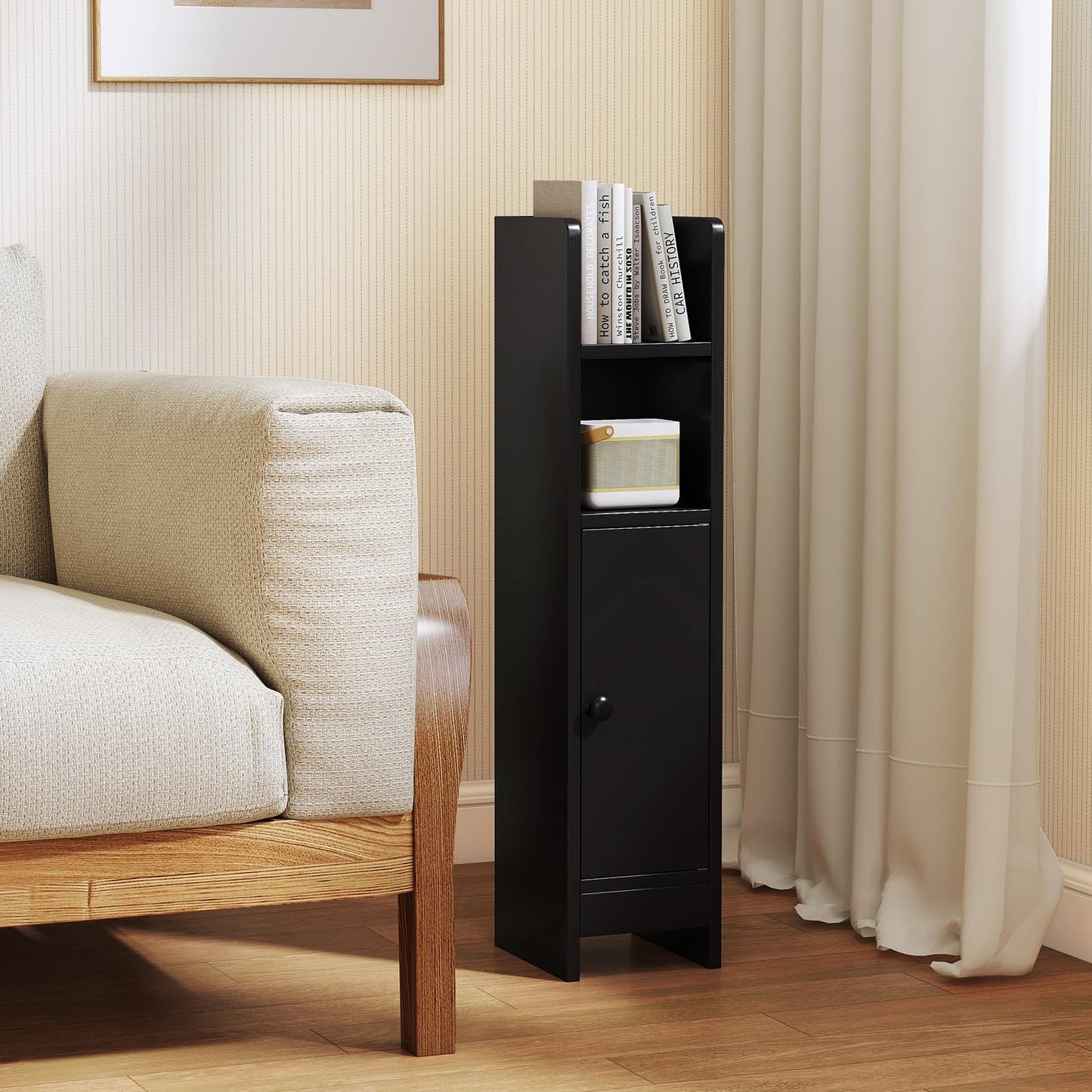 Bathroom Storage Cabinet with Door and Adjustable Shelves
