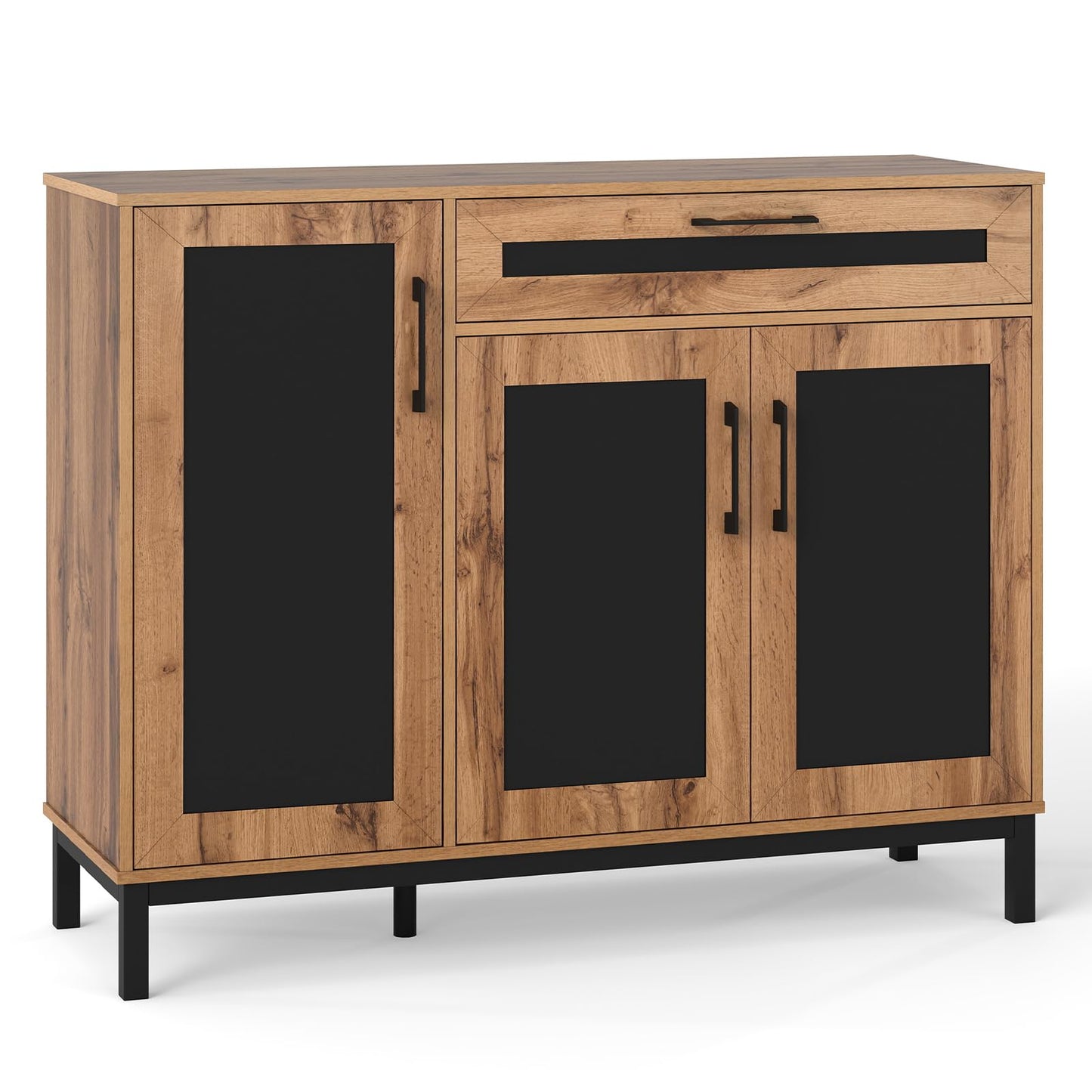 Storage Cabinet, Wooden Buffet Sideboard with Drawer, Doors, Removable Shelves