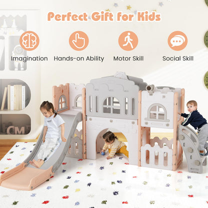 All in 1 Toddler Slide Playset Freestanding Kids Slide with Tunnel