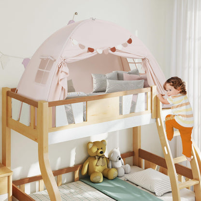 Foldable and Portable Canopy Tent on Twin Bunk Bed with 2 Windows