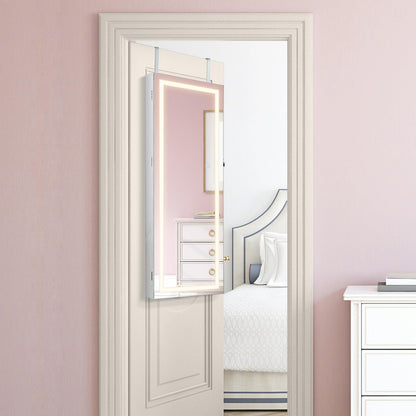 108cm Lockable Jewelry Mirror Cabinet with 3-Color LED Lights