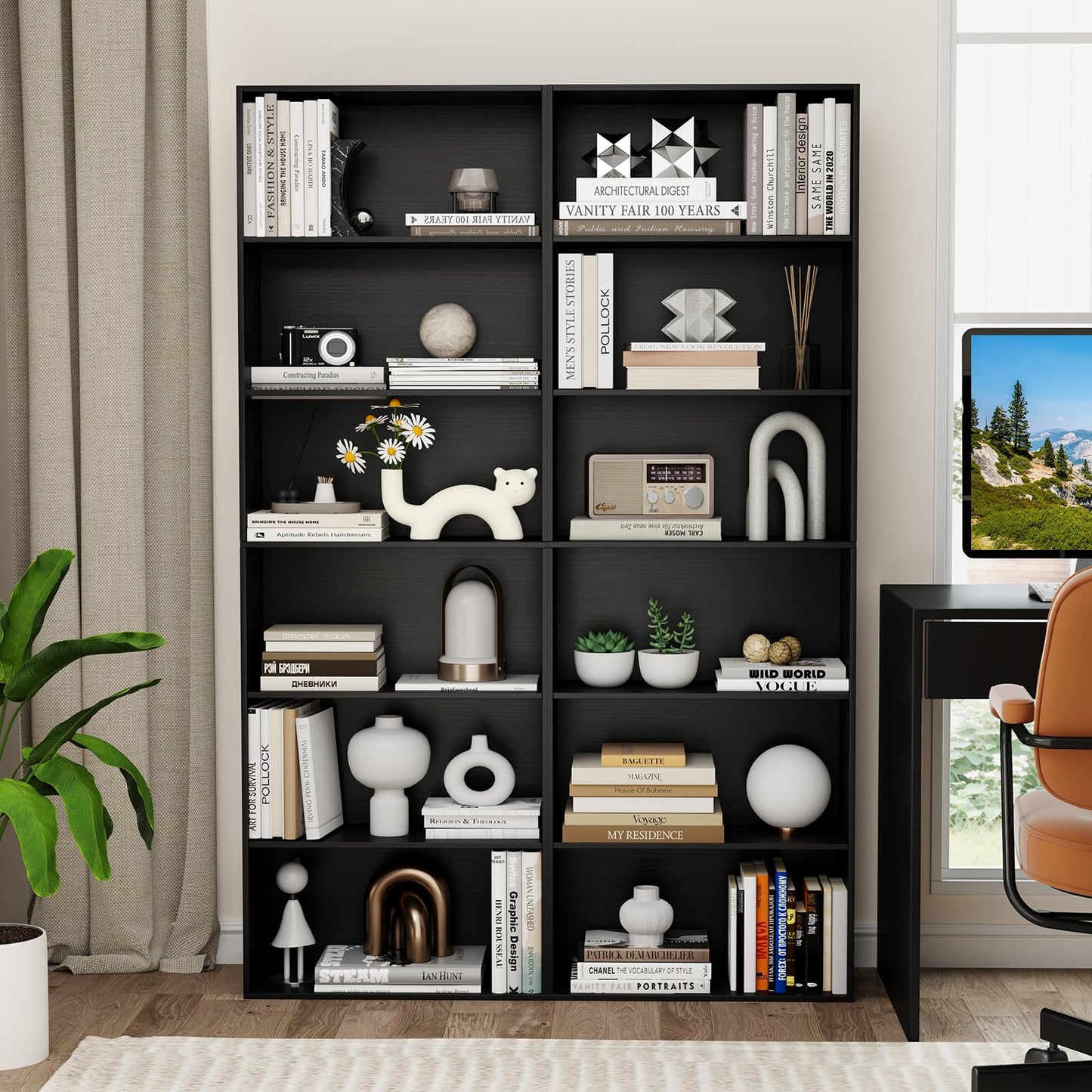 60 x 24 x 178 cm Floor Standing Book Storage Organizer with 2 Anti-tipping Kits