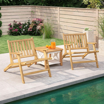 Natural Mid Century Teak Wood Outdoor Chair with Comfortable Backres