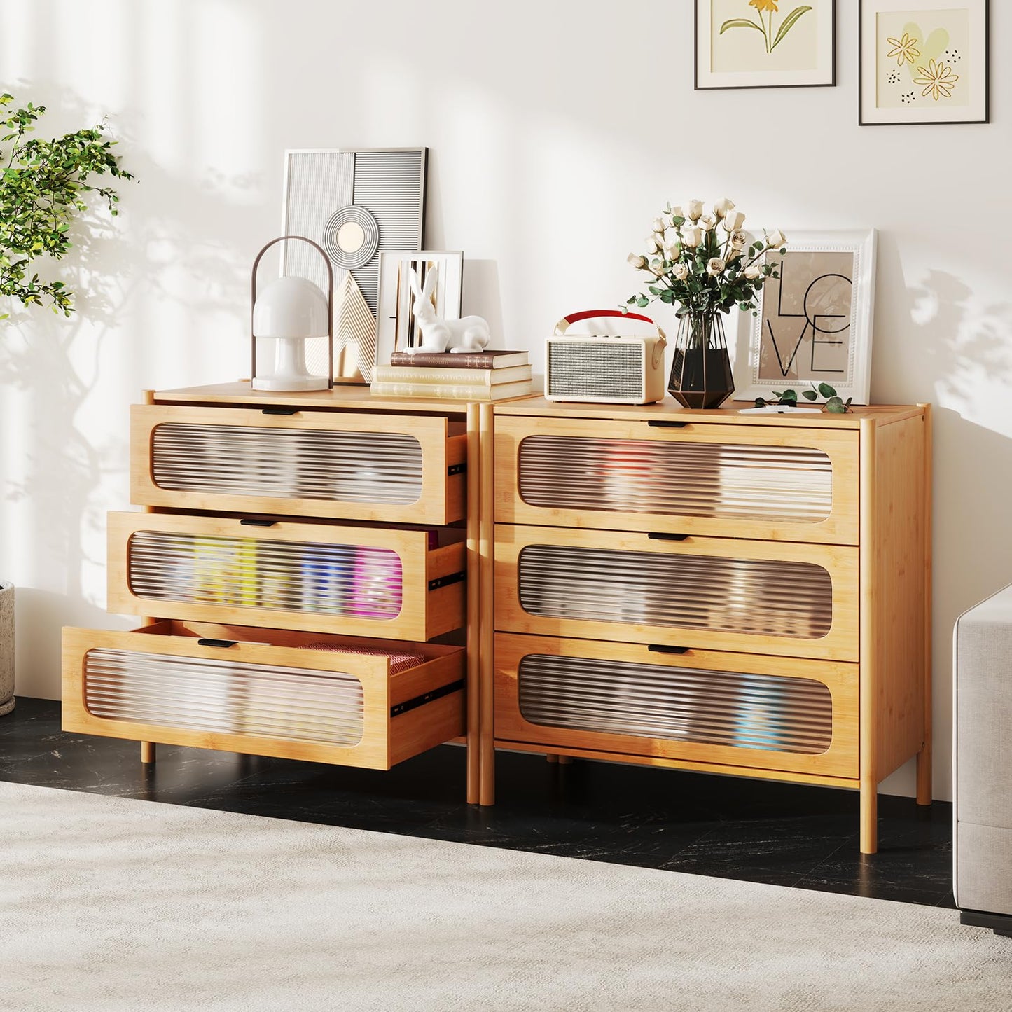 3 Drawer Dresser Mid Century Modern Chest of Drawers