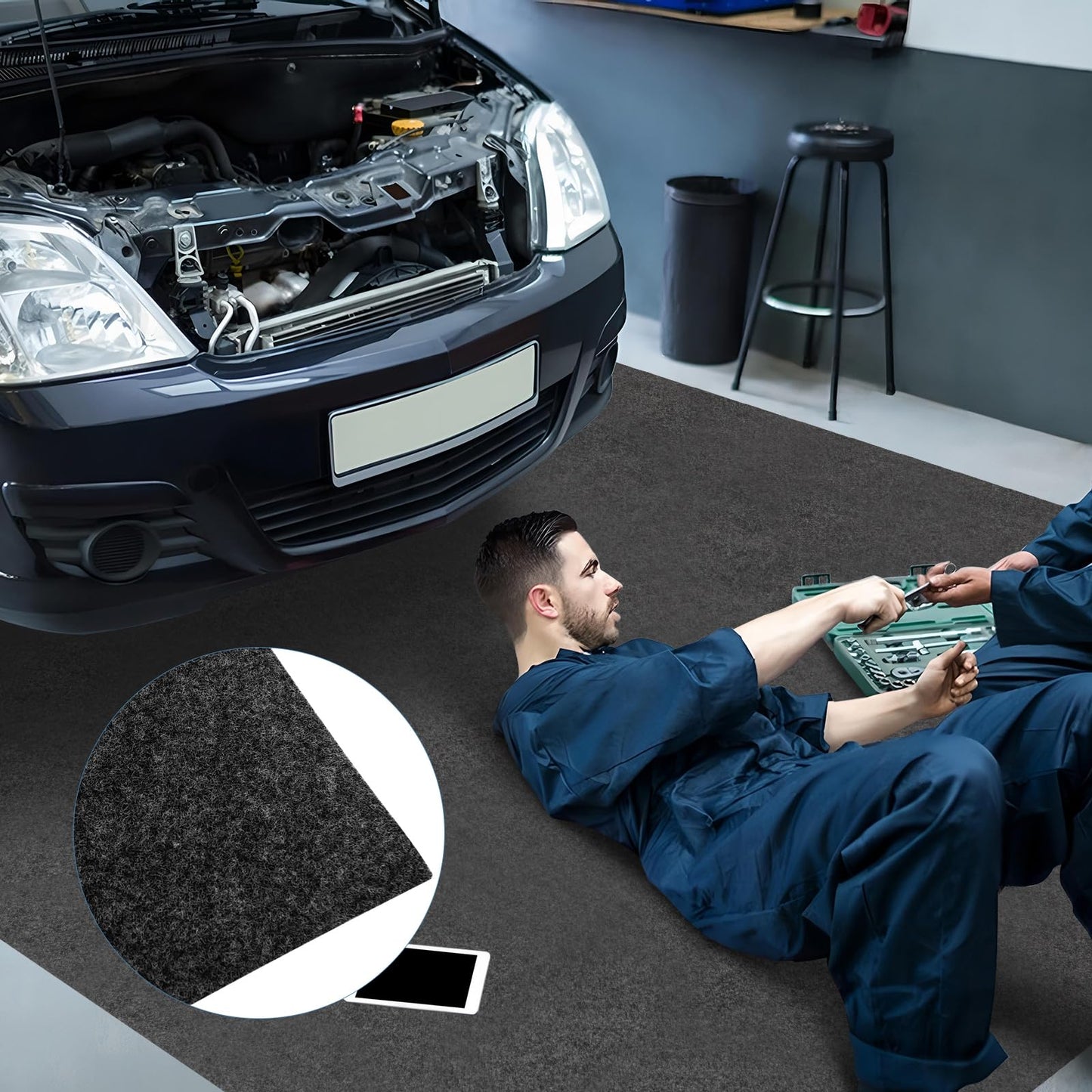 Absorbent Oil Spill Parking Mat Includes Double Sided Tape