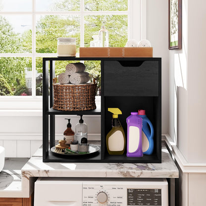 3 Cube Wooden Storage Shelf with Drawer