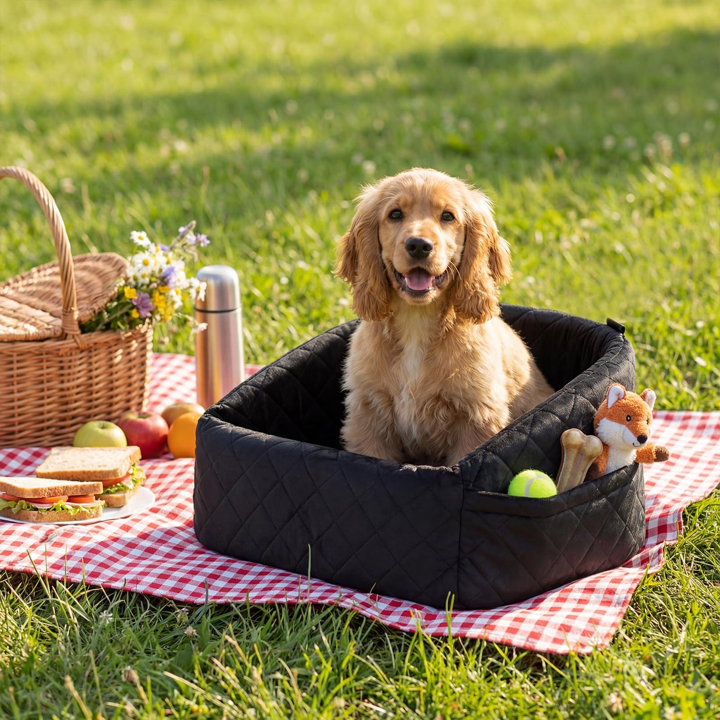 Dog Car Seat, Soft Travel Dog Booster Seat with Safety Straps