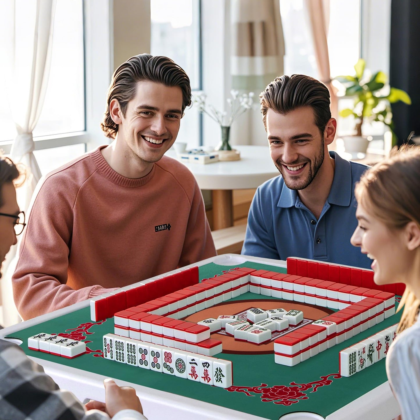 Folding Mahjong Table with Removable Game Mat
