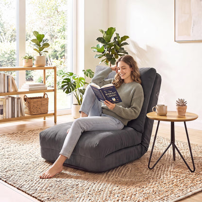 Folding Sofa Chair, 5-Position Adjustable Floor Chair Bed