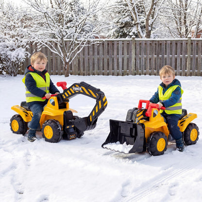 3-in-1 Ride on Excavator Bulldozer, Kids Foot-to-Floor Push Car