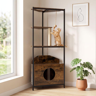 Cat Tree, 156cm Tall Modern Kitten Climbing Tower with Condo