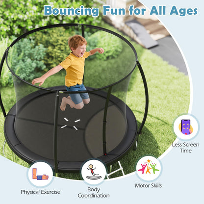 10ft Trampoline, Outdoor Rebounder Trampoline with Safety Enclosure Net and Ladder