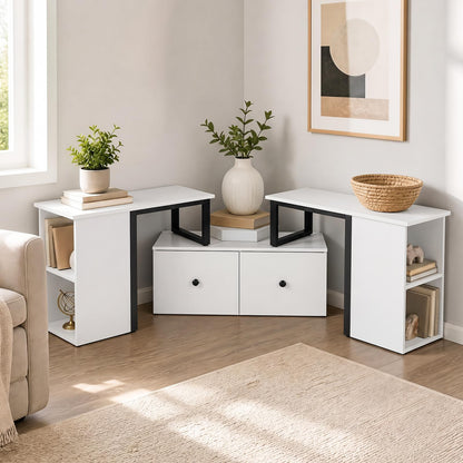 Wood TV Cabinet Lowboard TV Stand with 2 Large Drawers