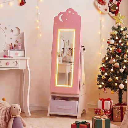Kids Jewelry Cabinet with Sensor Lights and Full-Length Mirror