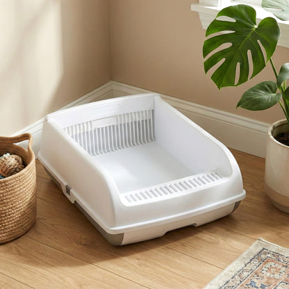 Cat Litter Box, Semi-auto Splash-proof Cat Toilet with Drawer-type Potty Tray