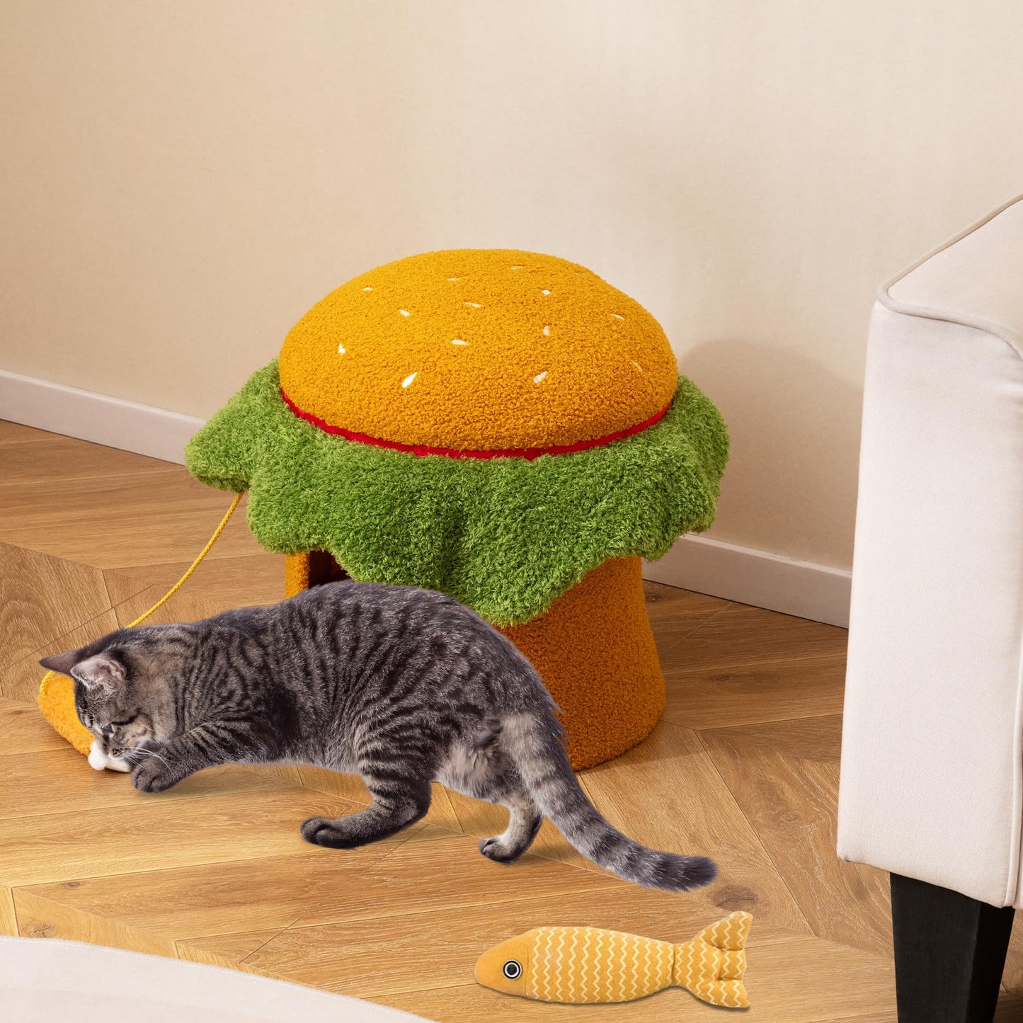 Cat House, Hamburger-Shaped Cats Cave Bed | Small Kitten Condo Furniture