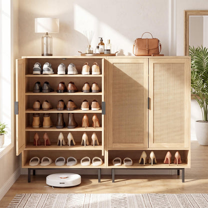 108CM Tall Shoe Cabinet 6-Tier with 2 Doors and Adjustable Shelves