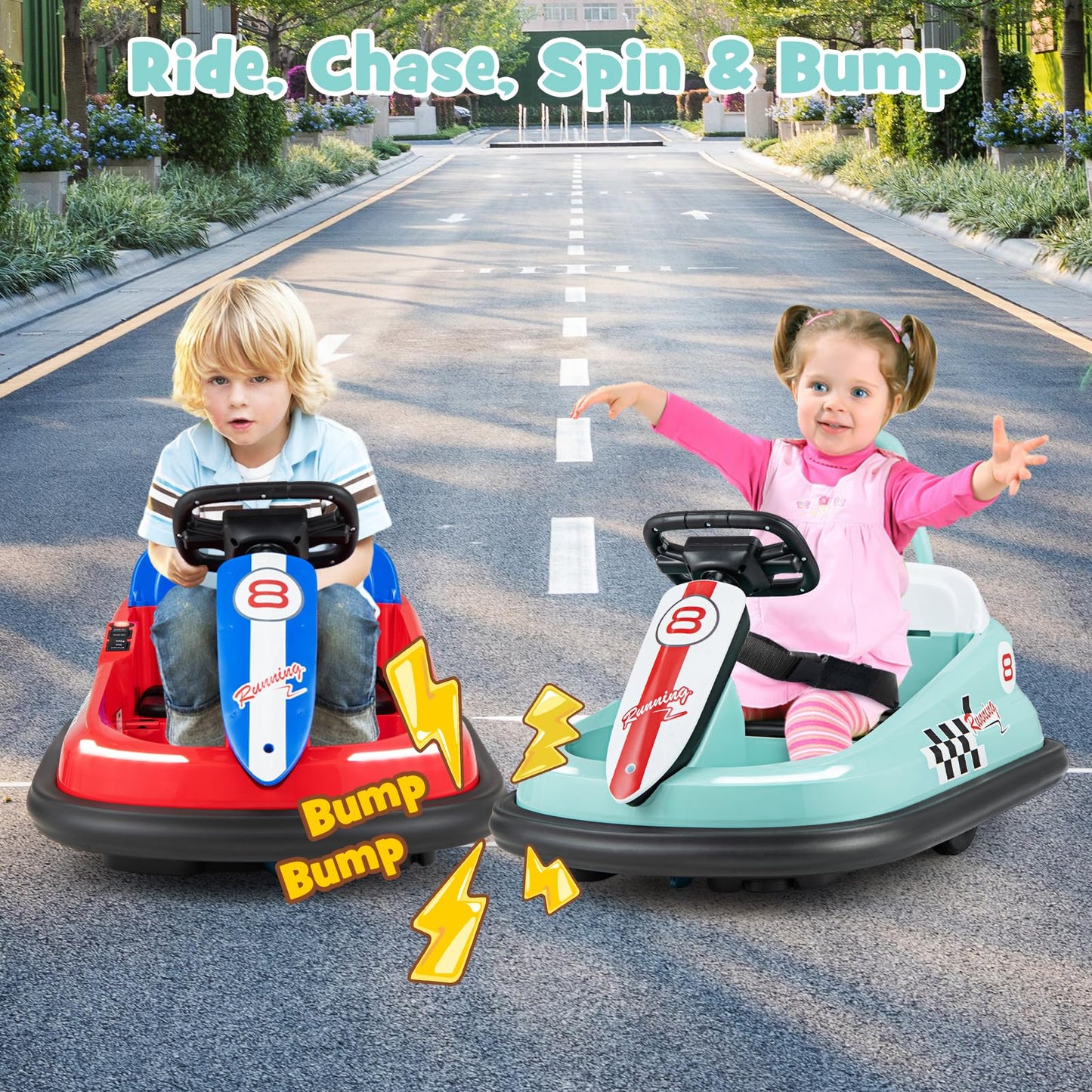 Electric kids Ride-on Bumper Car with 360° Spinning and Dual Motors