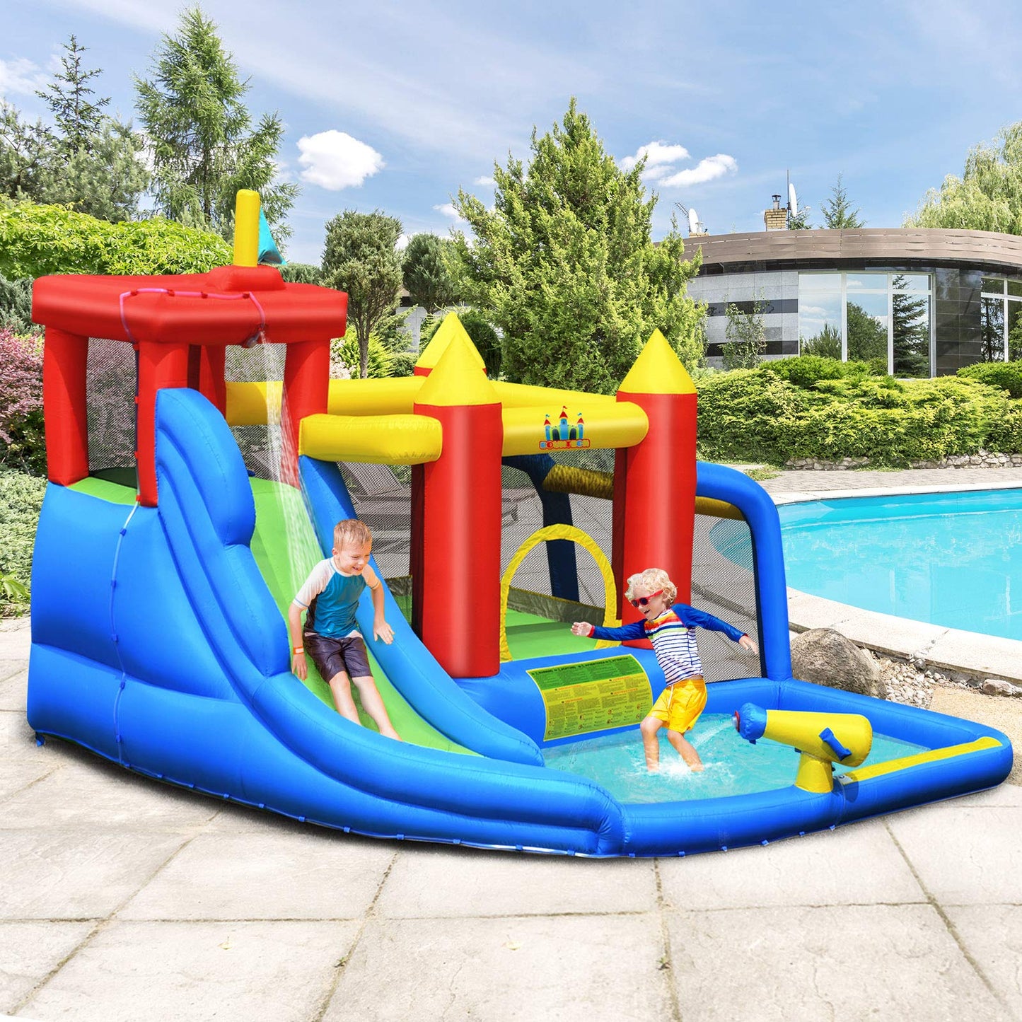 Kids Inflatable Water Park with Slide for Summer Outdoor Play
