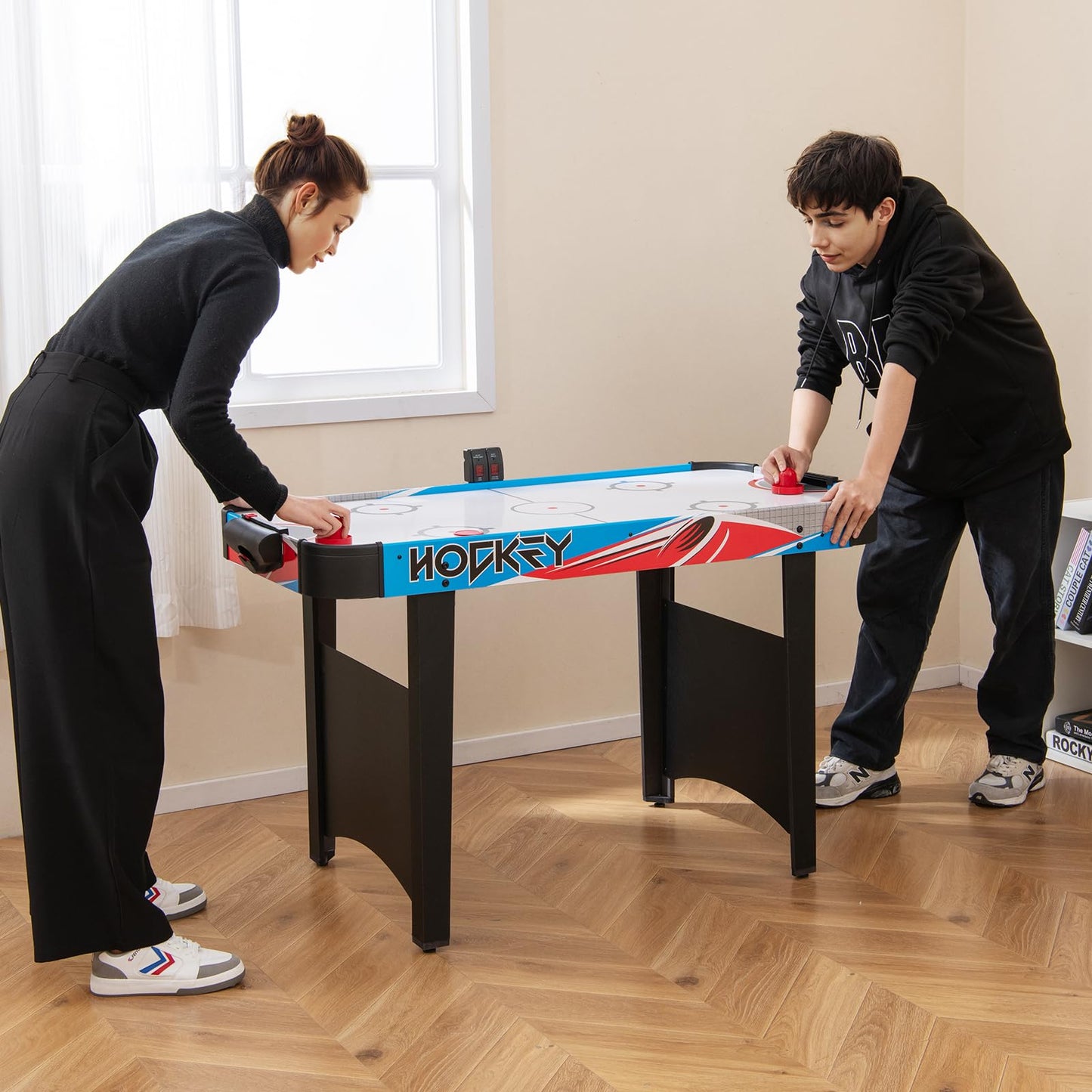 Air Hockey Table with LED Scoreboard and Powerful 12V Motor