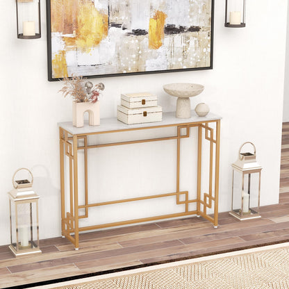 Metal Frame 110cm Long Narrow Accent Sofa Side Table for Hallway
