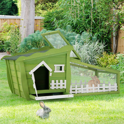 Outdoor Wooden Rabbit Hutch with Asphalt Roof