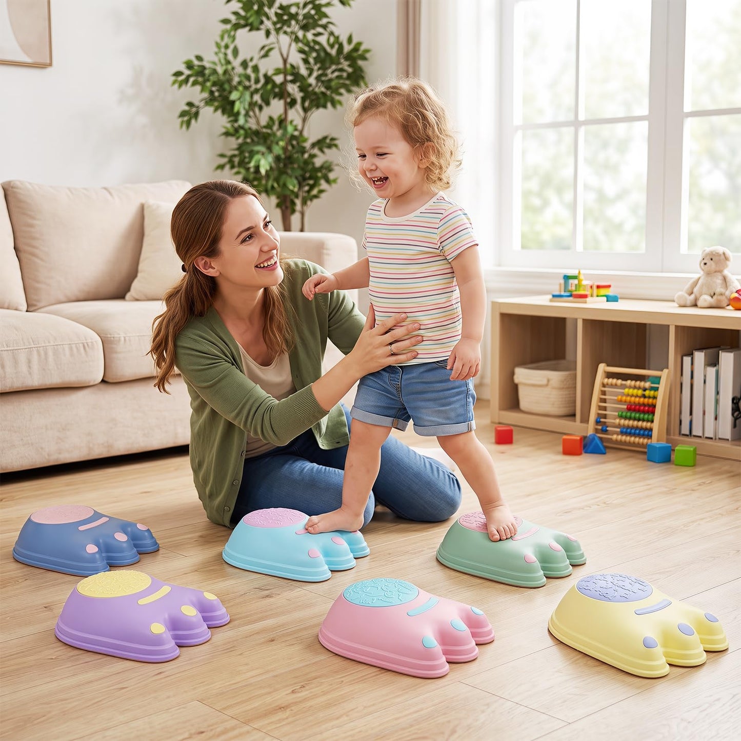 Kids Stepping Stones, Stackable Balance Blocks