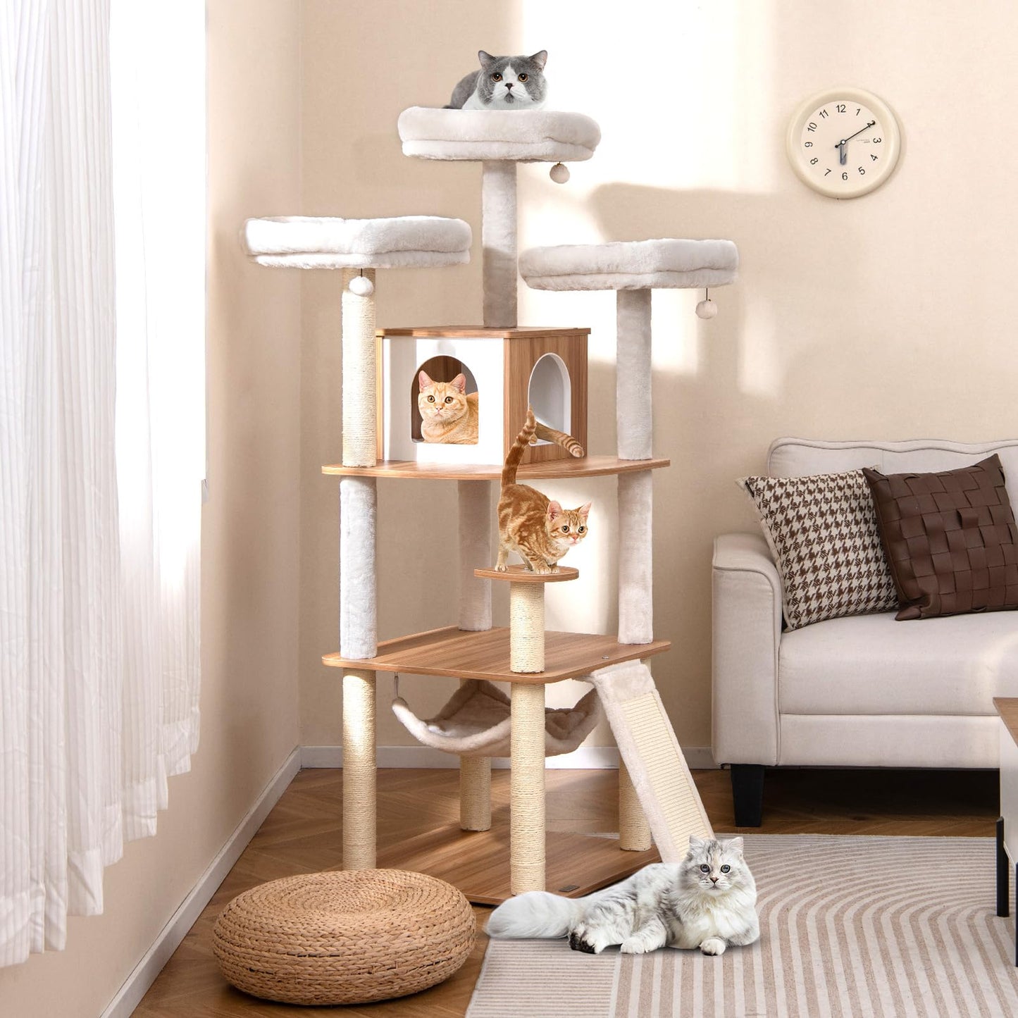 168cm Tall Cats Climbing Tower with Sisal Scratching Posts