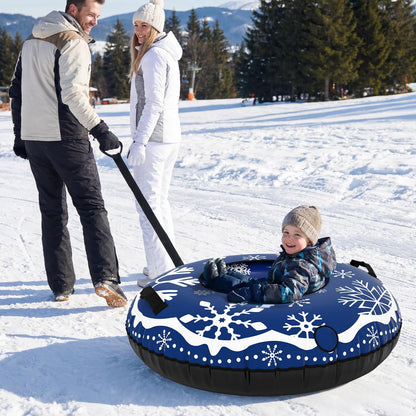Inflatable Snow Tube, Heavy-Duty Sled Ski Tube with Handles