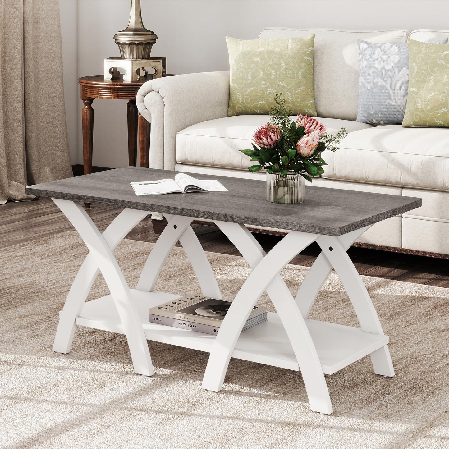Coffee Table, Farmhouse Wooden Cocktail Center Table