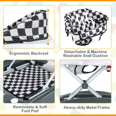 6 in 1 Baby Walker Foldable Push Along Walkers with 3 Adjustable Heights