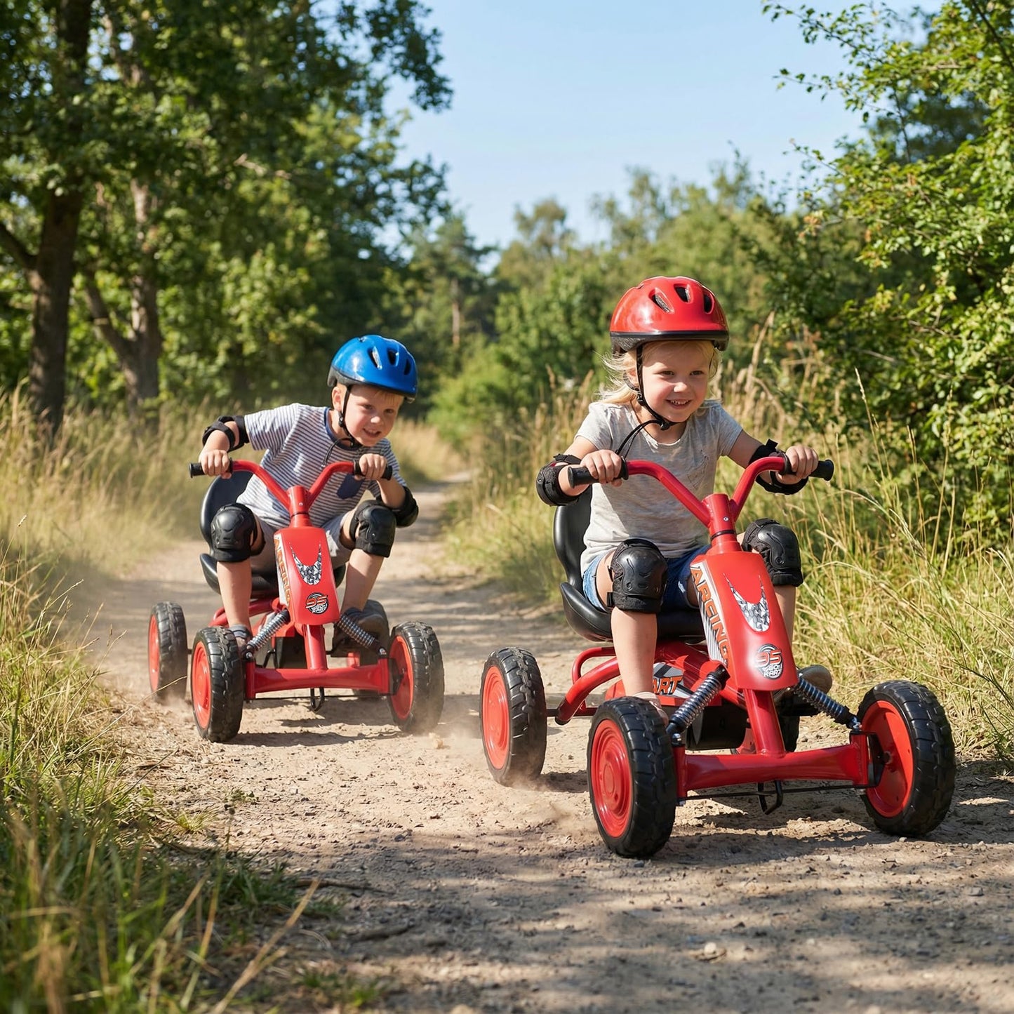 Kids Pedal Go Kart, Ride On Racer with 2-Position Seat