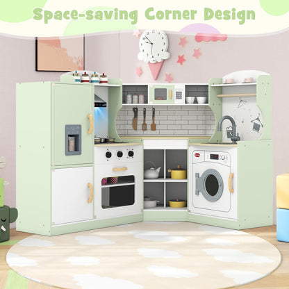Wooden Corner Play Kitchen with Sounds and Lights