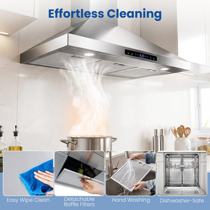 90cm Chimney Cooker Hood, 744 km/h, 8 Speed Fan, Gesture Control