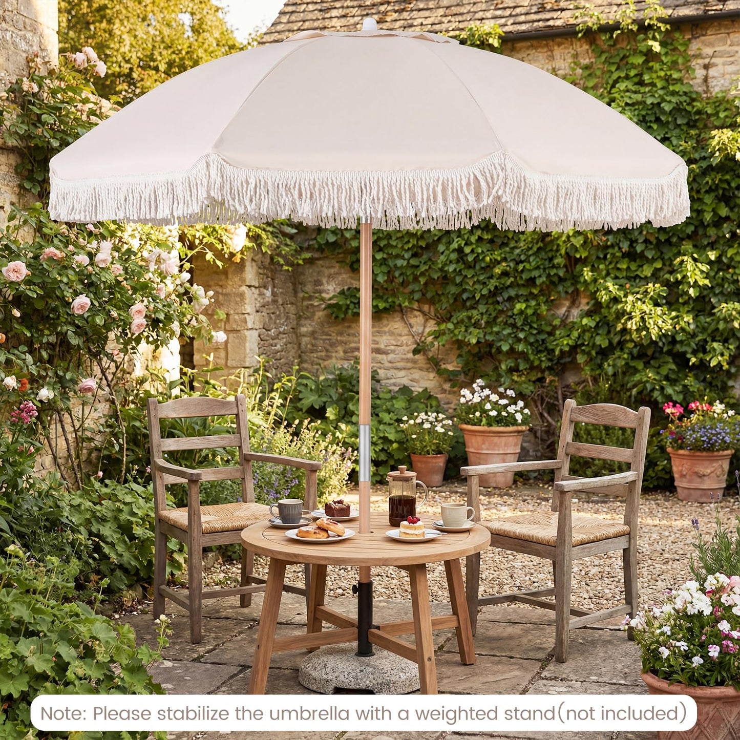 Beach Parasols with Fringe, UPF50+ Sun Protection Sunshade Shelter