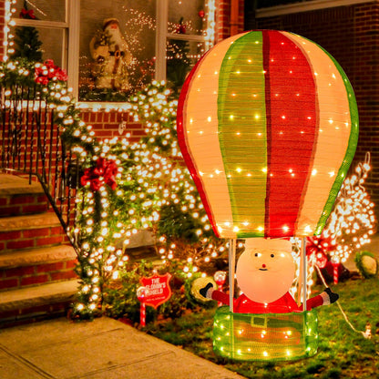 Lighted Santa in Hot Air Balloon with LED Lights and Pop-up Design