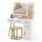 Dressing Table with LED Mirror and Stool, Makeup Table Vanity Desk Set
