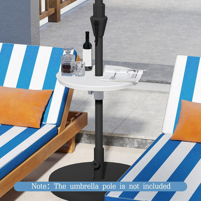 Outdoor Umbrella Table, Adjustable Round Parasol Table Cup Holder